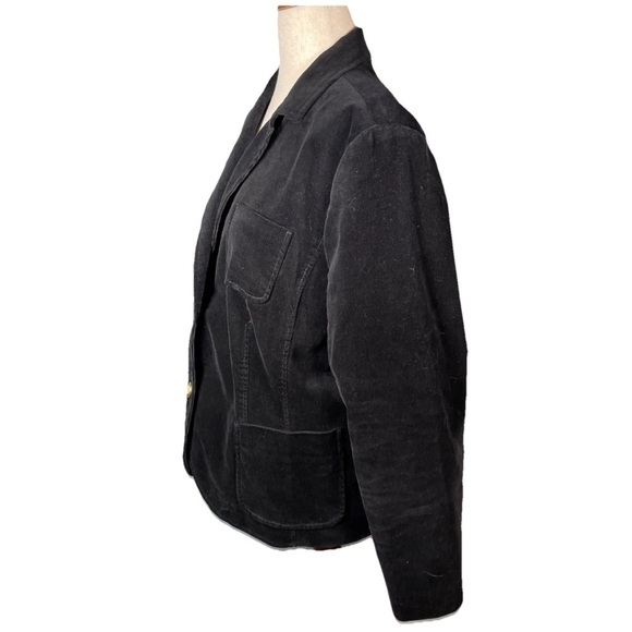 Talbots Corduroy Blazer Size 20 In Black W/ Gold Buttons Classic Holiday Office - Picture 3 of 7